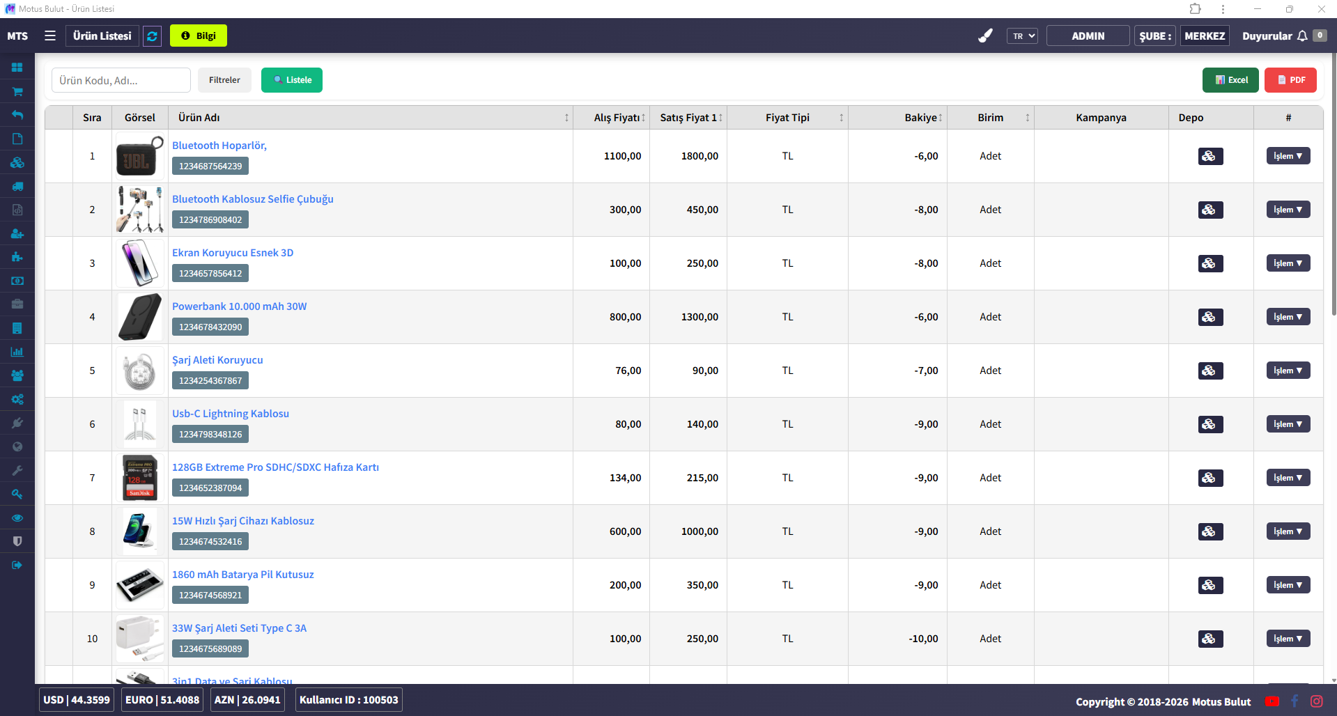Seri numarası takip programı ürün listesi - IMEI ve seri no bazlı stok