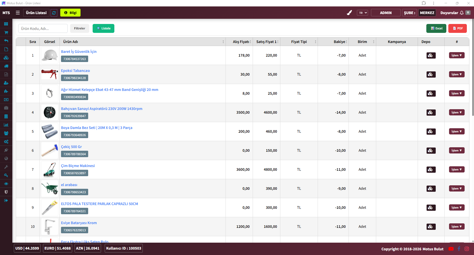 Hırdavat stok programı ürün listesi - raf bazlı stok takibi