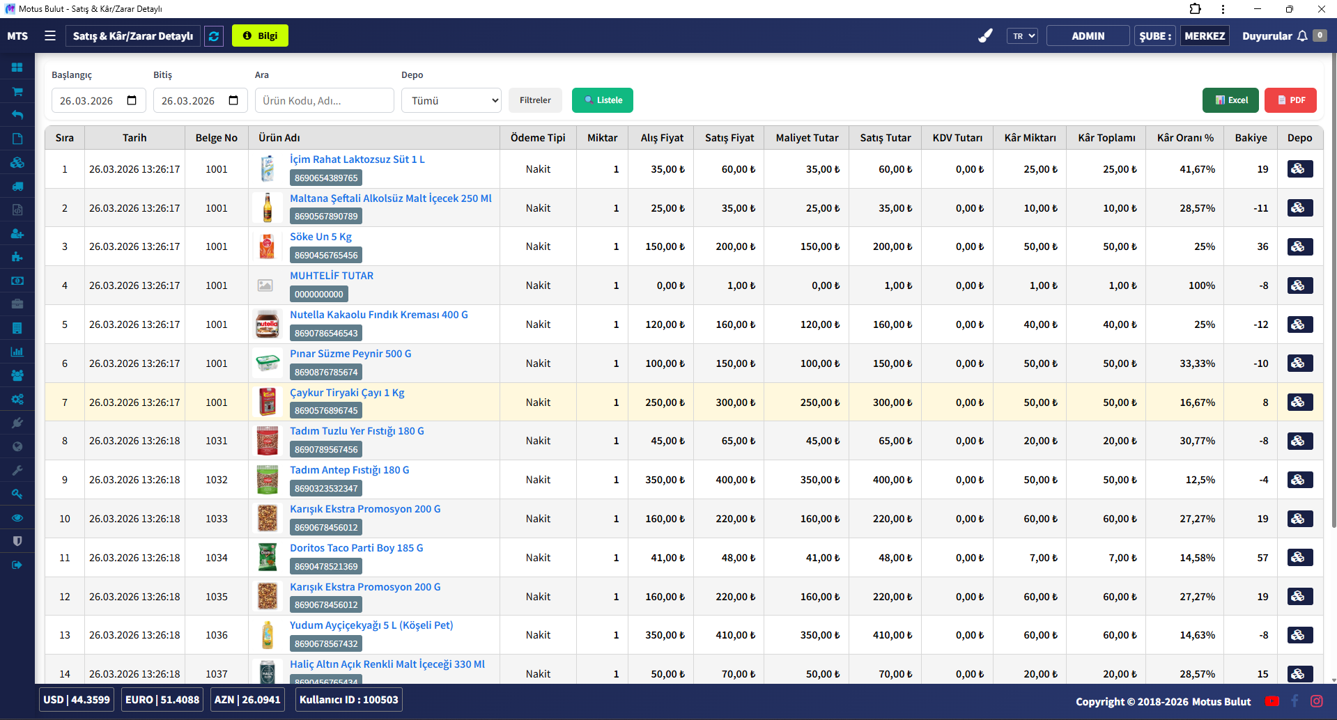 Satış takip programı detay raporu - ürün bazlı satış dökümü