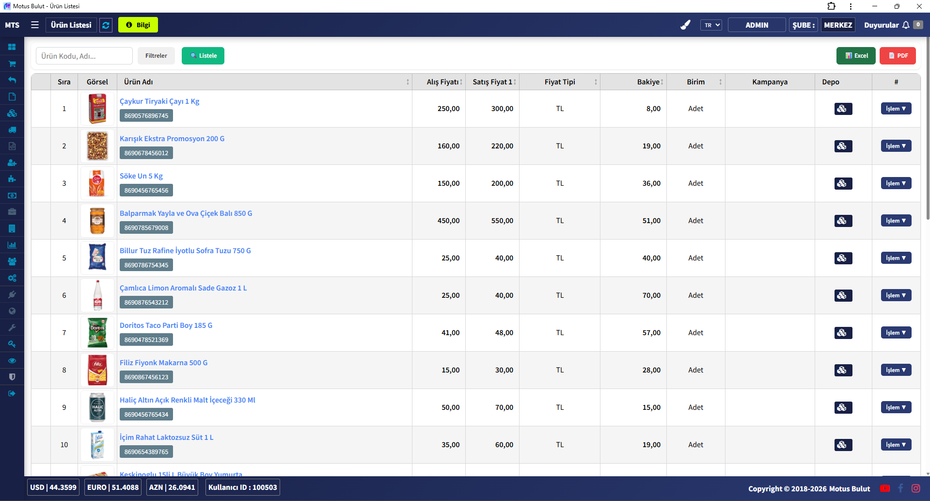 Barkod sistemi ürün listesi - barkod numarası ve stok takibi