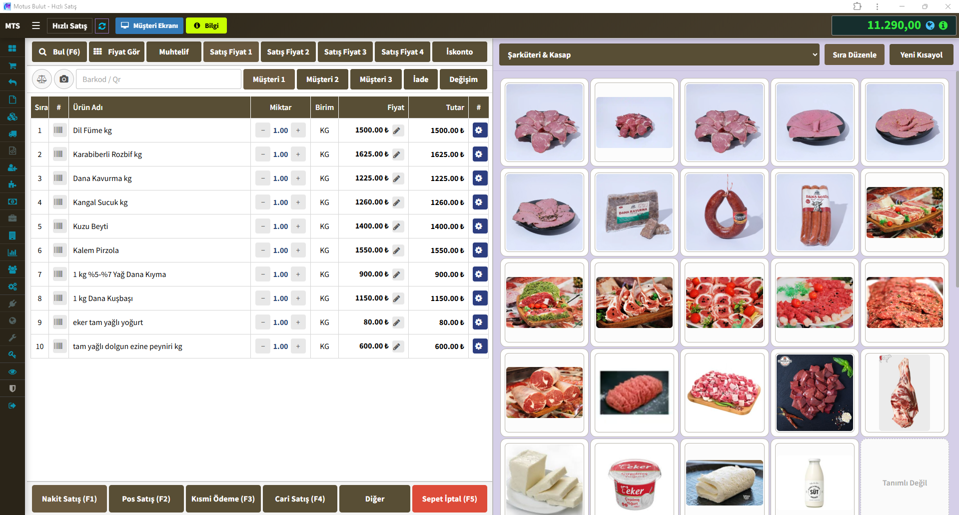 Kasap satış programı hızlı satış ekranı - tartılı et satışı ve terazi