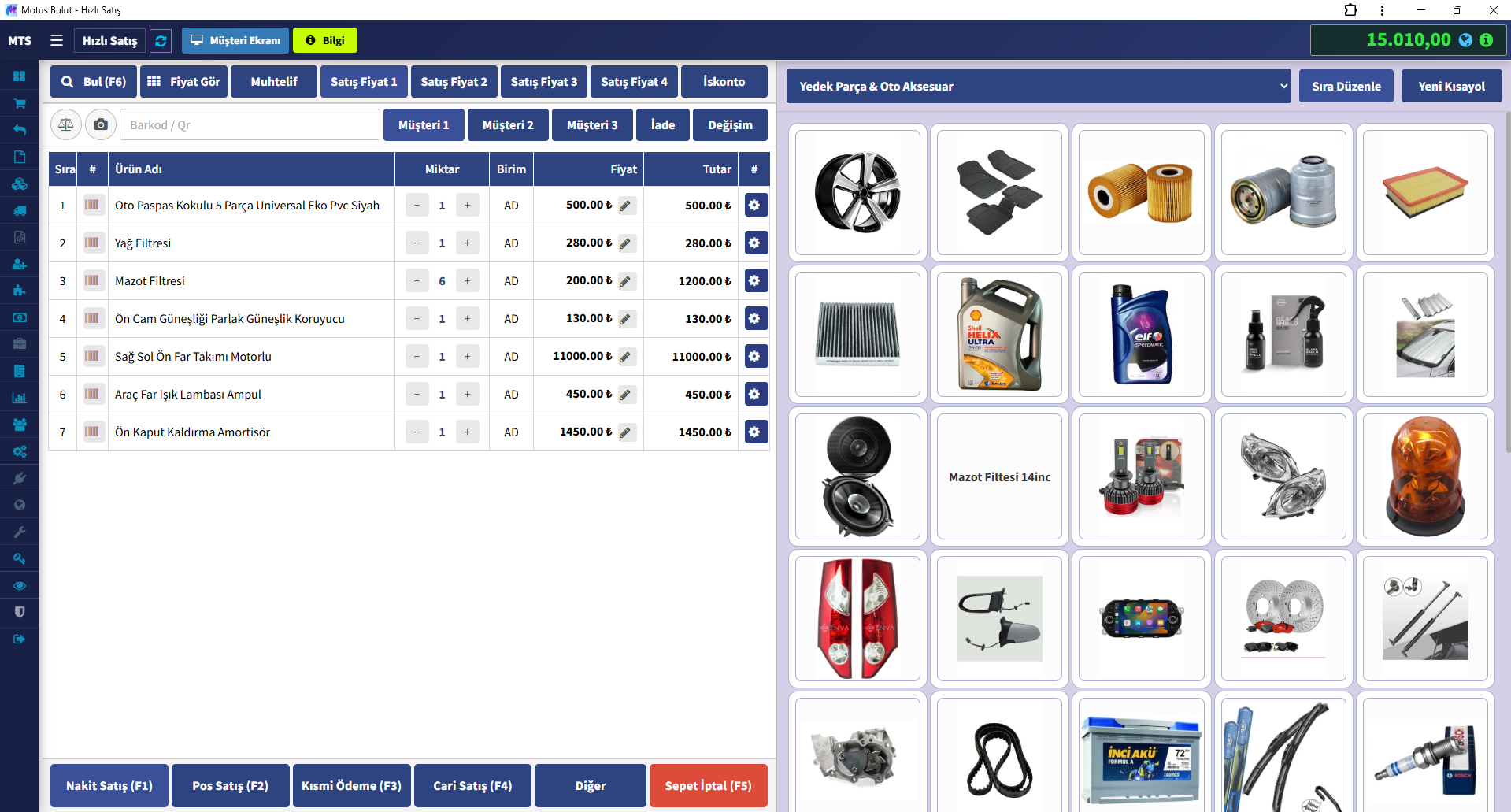 Yedek parça satış programı hızlı satış ekranı - OEM kod ile satış